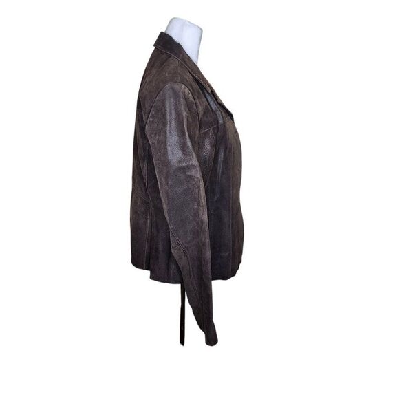 Y2K Wilsons Leather Maxima Suede Tapered Waist Jacket Womens Size L Brown - Picture 3 of 8